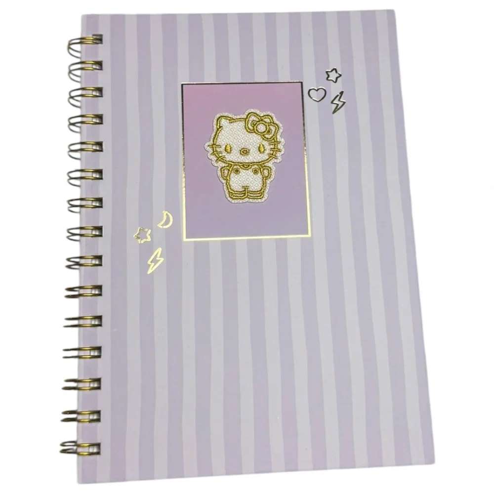 Hello Kitty Purple Stripe Embroidered Journal